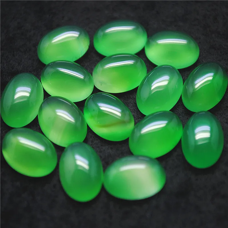 

10PCS Nature Green Jade Cabochons Oval Shape 8X10MM 10X14MM 12X18MM 13X18MM 18X25MM DIY Jewelry Accessories Free Shippings