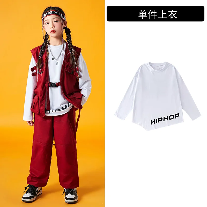 thumbnail image 1 of Traje de hip hop para niños, chaleco de otoño, pantalones, disfraces de moda para actuaciones en el escenario para niñas, 1 of 5