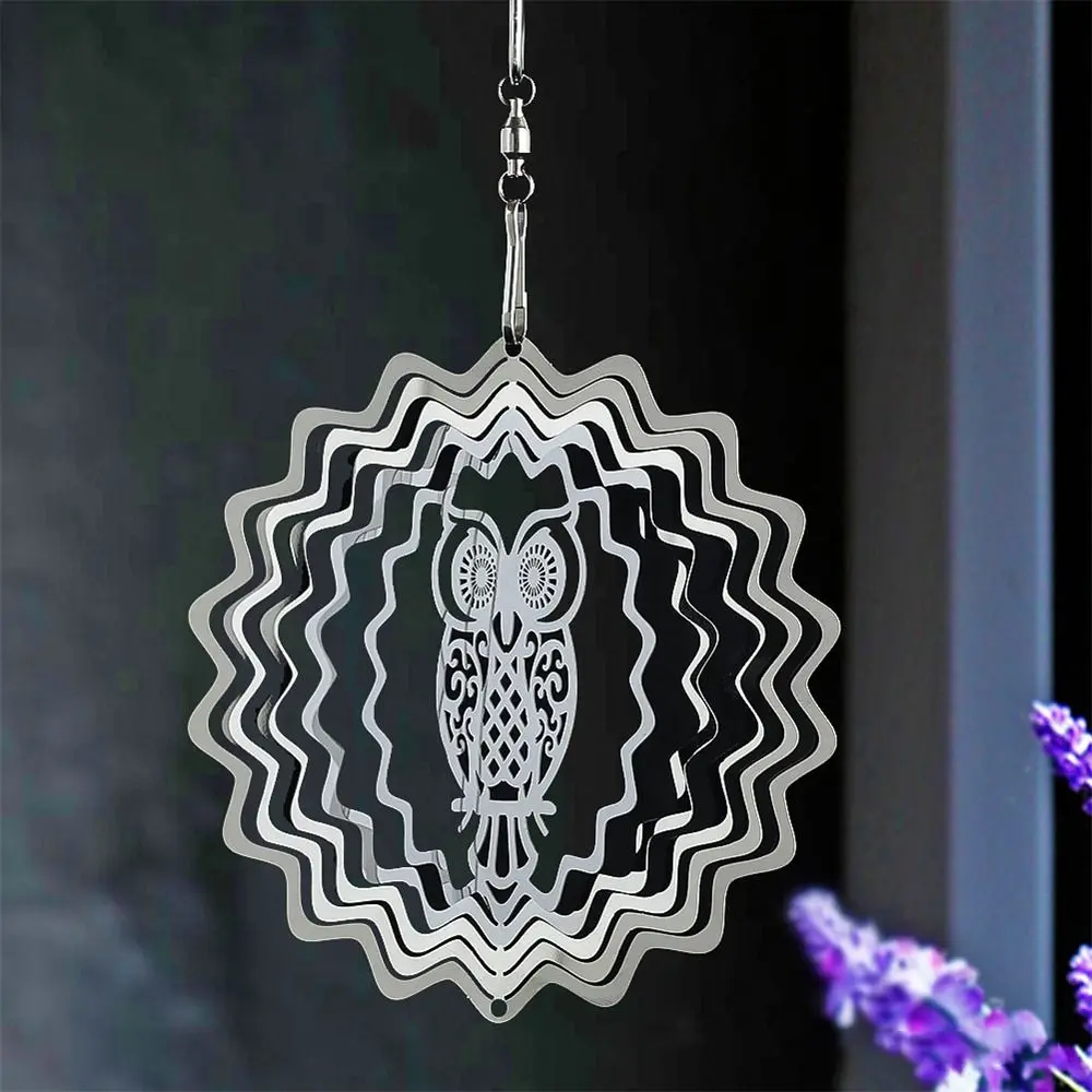 Flowing Effect Wind Chimes Kinetic 3D Wind Spinner Catcher Stainless Steel Rotate Hook Meditation for Outdoor Yard Garden