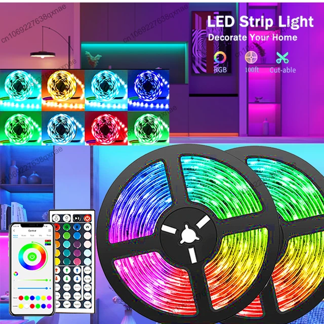 100ft Led Lights for Bedroom, APP Control Music Sync Color Changing,Ultra  Long RGB 5050 Led Strip Lights with 44Keys IR Remote for Christmas Room  Home