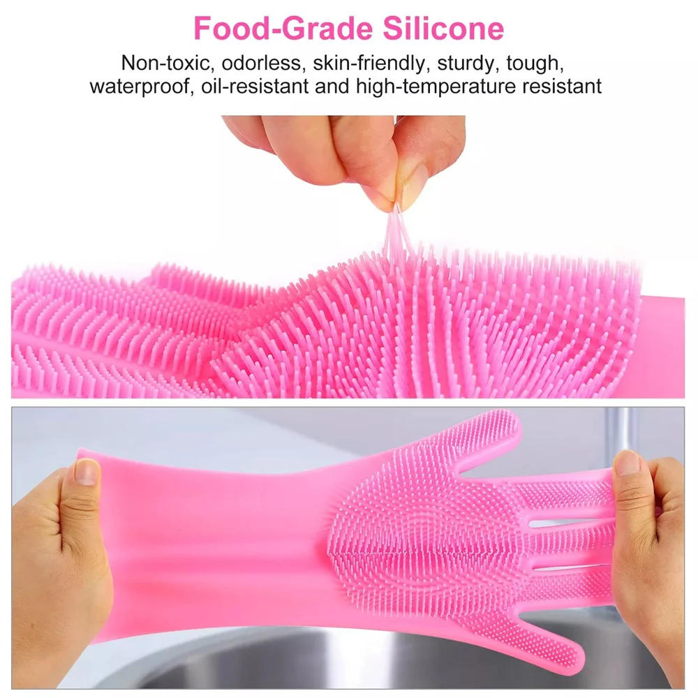 Magic Silicone Rubber Dishwashing Gloves for Household Kitchen Cleaning dishwashing gloves cleaning gloves