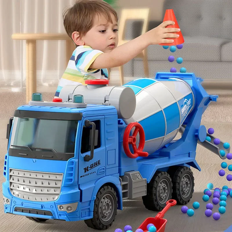 Large Simulation Engineering Mixer Truck Model Inertia Transporter Concrete Cement Truck Light Music Children Toys Gift 4