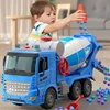 Large Simulation Engineering Mixer Truck Model Inertia Transporter Concrete Cement Truck Light Music Children Toys Gift 4