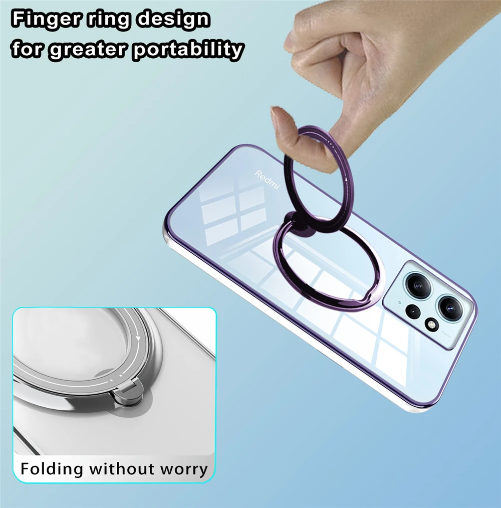 Magnetic Car Holder Stand Clear Phone Case For Xiaomi Redmi Note 12 11 11S Mi 12T 13 Lite 11T Poco X5 X4 Pro_voghion.com
