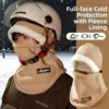 Warm Fleece Lined Cycling Hat Neck Warmer One Piece Windproof Cold Proof Face Mask Head Cover for Men Winter Motorcycle Riding