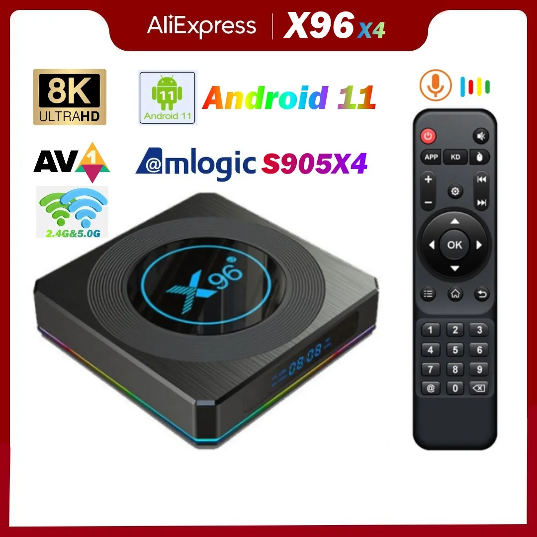 2023 New X96 X4 TV BOX android smart tv box Android 11 Amlogic S905X4 8K  Dual Wifi BT4.1 Media player Play Fast tv Set top box