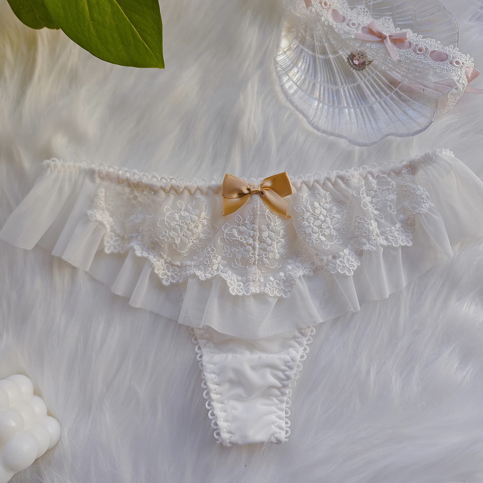 Sexy  Low Waist T-Panties Embroidered Ice Silk Netting Women's Underwear Pure Color Youth Faion Briefs