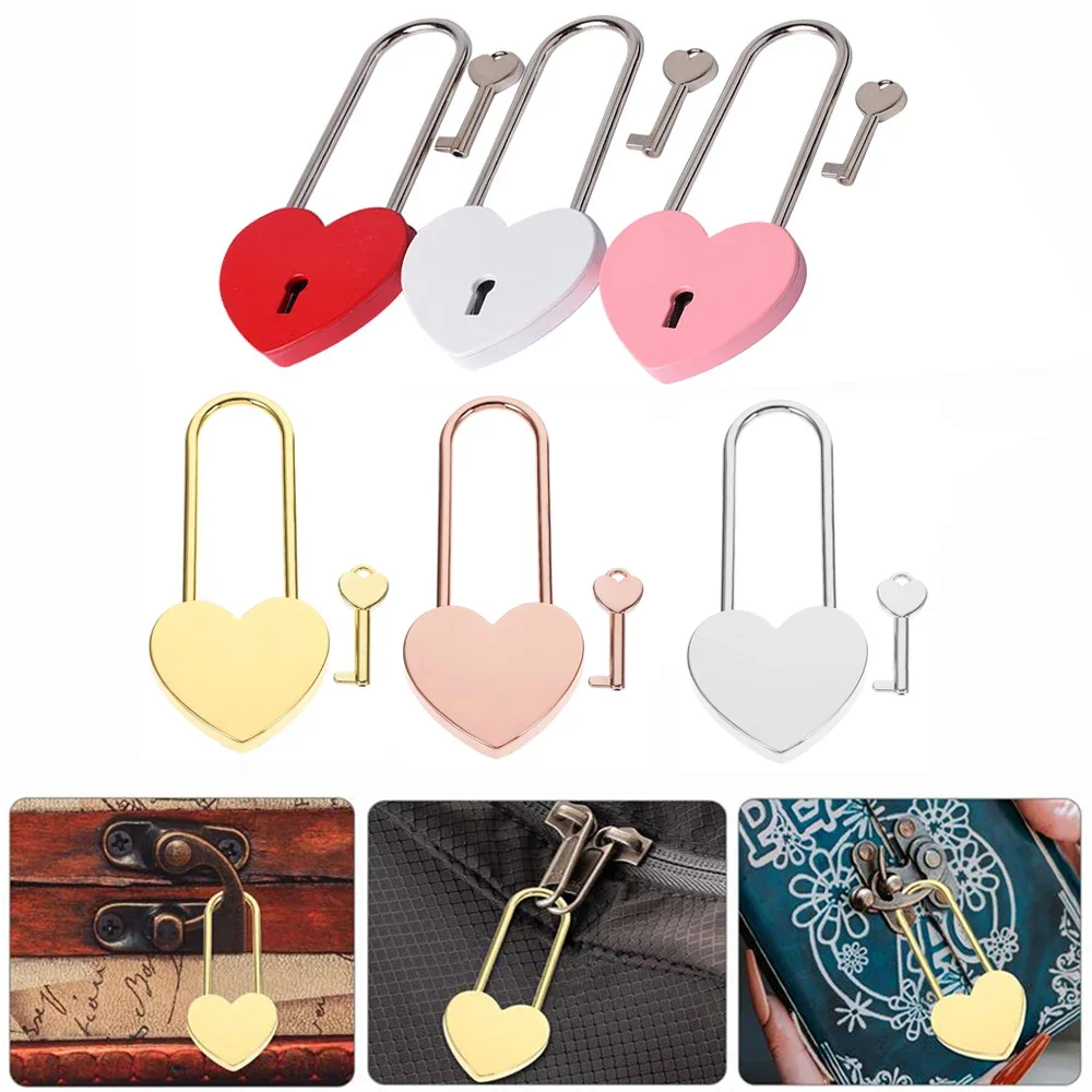 Mini Metal Heart Shaped Padlock Antique Style Love Lock Set With Key Wedding Valentine's Day Gifts Romantic Couple Wishing Lock