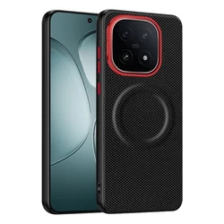 Luxury Magnetic Weave PU Leather Phone Case with Wireless Charging Compatibility and Anti - Fall Protection for Vivo iQOO 15 (Black)