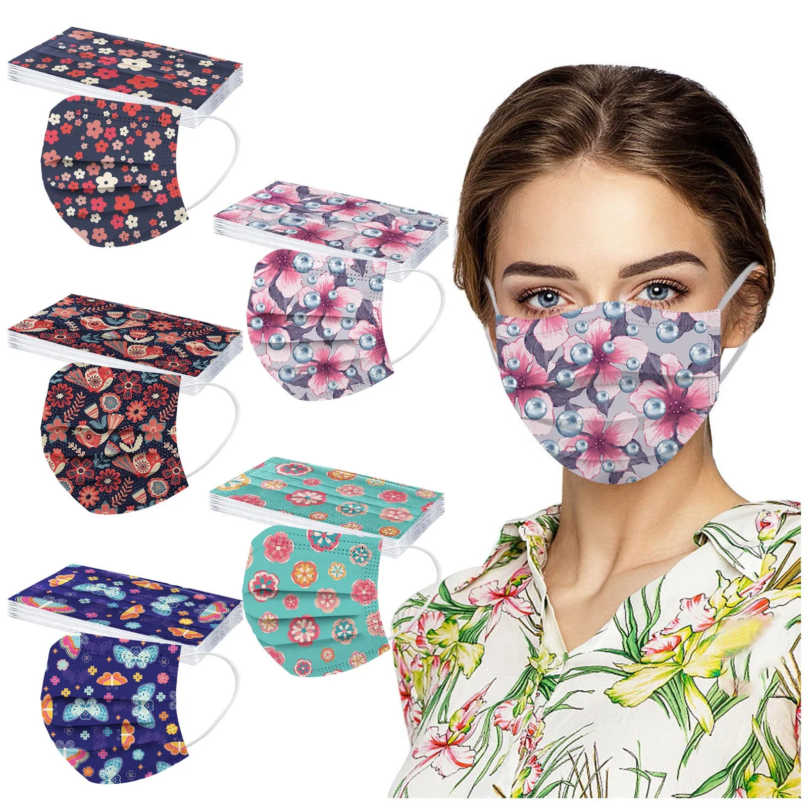 Adult  Women Man  Disposable Face Mask Industrial 3ply Ear Loop 50pc Mask Mascarillas Desechables Disposable Mouths Covers 2