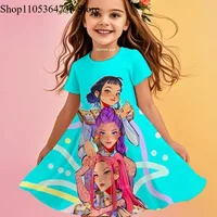 Robe d'été pour filles Kpop Demon Hunters, tenue de plage décontractée pour enfants, motif dessin animé, princesse, chemise de nuit 2