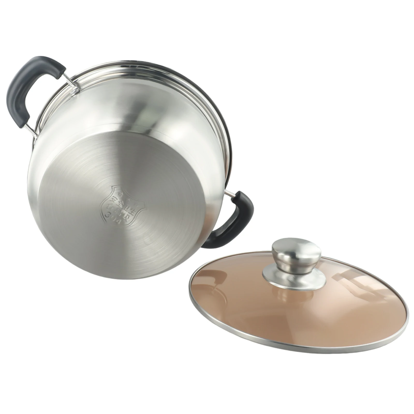 

Stockpot Soup Pot Casserole With Glass Lid Covered Stockpot Food Steamer Induction Base Silver Stainless Steel