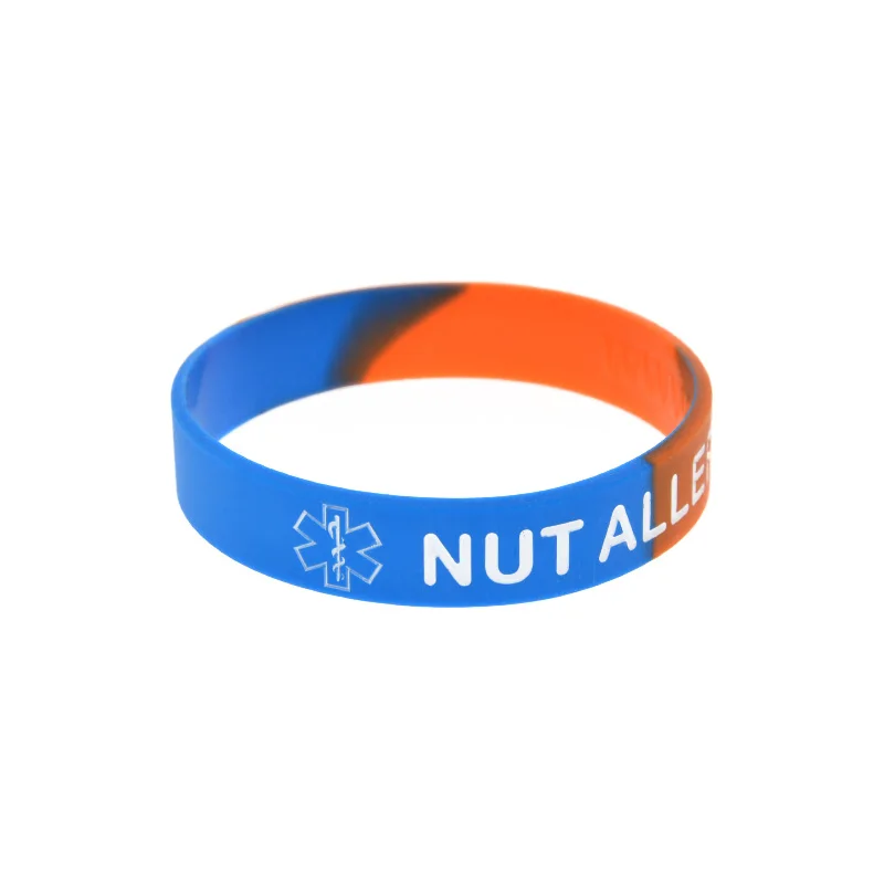 1PC/5PCS Nut Allergy Silicone Rubber Wristband Subsection Color 2 Sizes 3