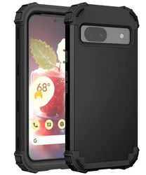 3 - in - 1 Heavy Armor Shockproof Silicone & Hard Plastic Protective Case for Pixel 10A (Black)