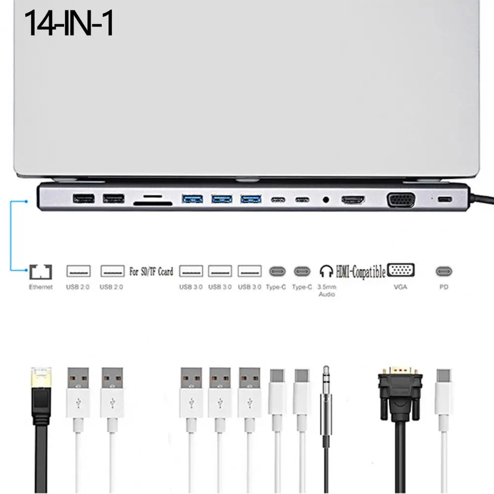 

Powerful USB C Laptop Docking Station Audio Wide Compatibility Plug And Play USB C Hub for Computer