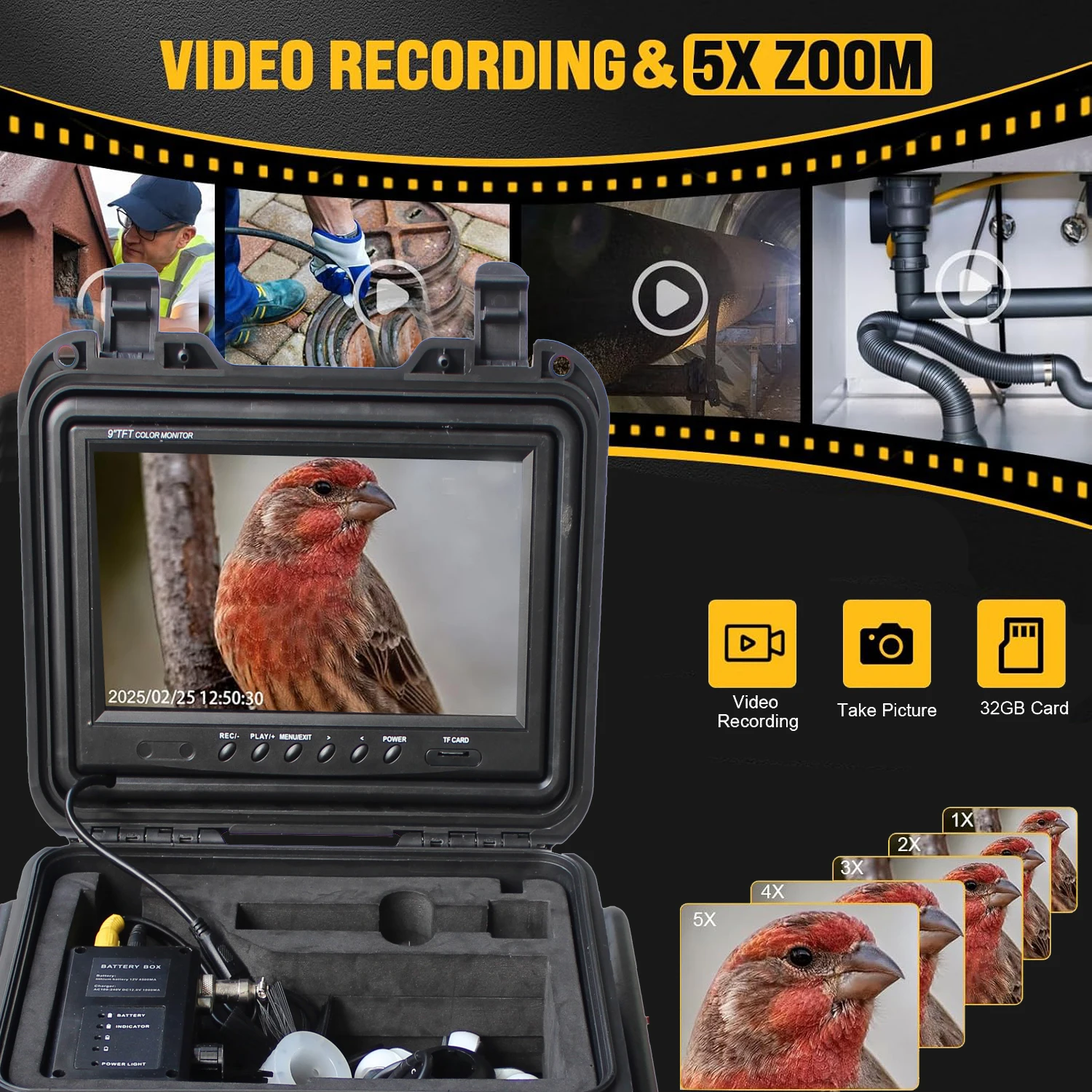 Telecamera con zoom videoispezione.