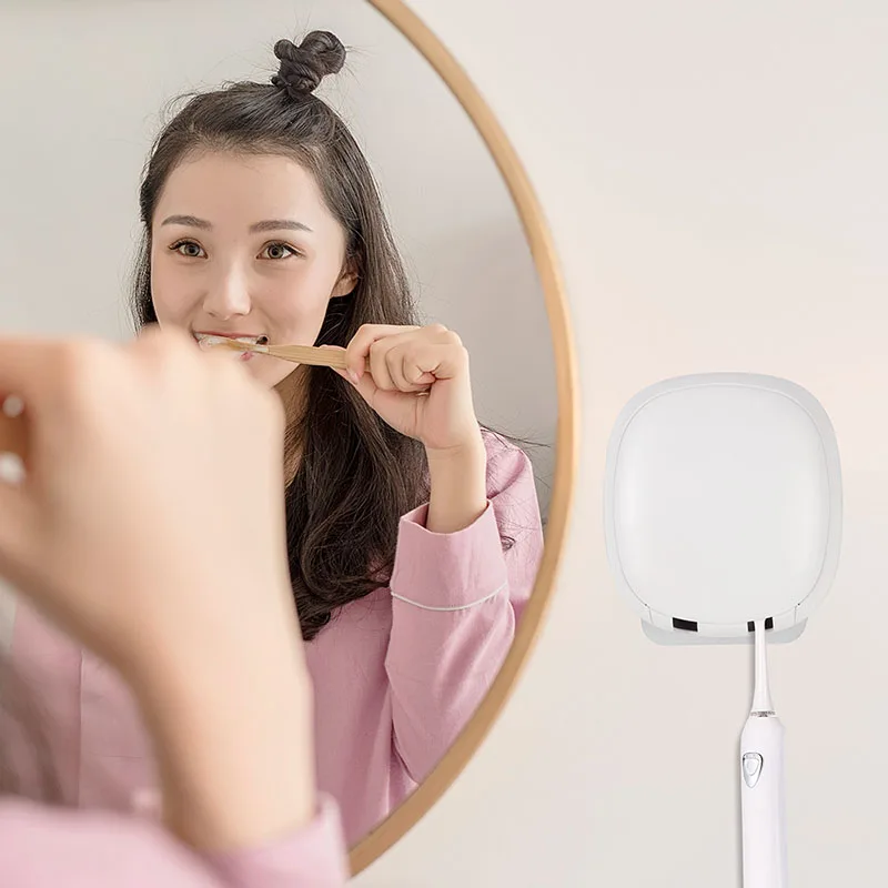 Wall Mount Toothbrush Sterilizer Case Plastic Punch-free Rechargeable Toothbrush Sanitizer UV Light Storage Rack