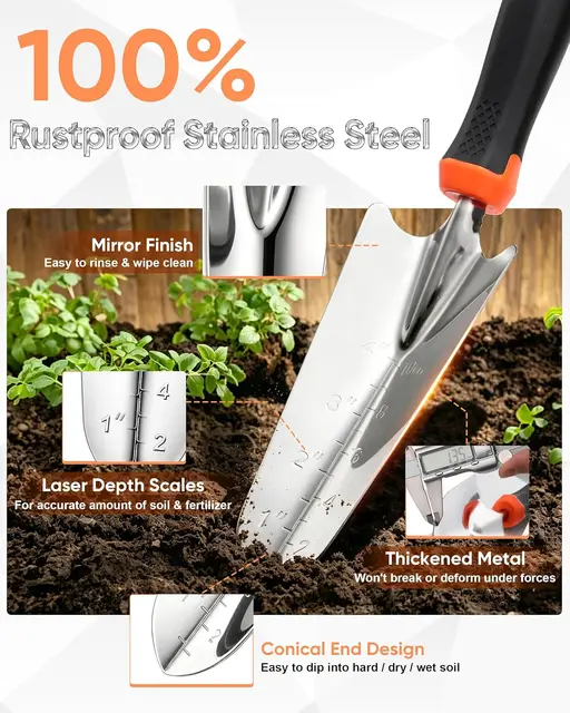 17553-d2ffb6.jpg 9-Piece Stainless Steel Garden Tools Set with Storage Bag, Heavy Duty Rust Resistant Hand Utensils Kit for Gardening, Gift for