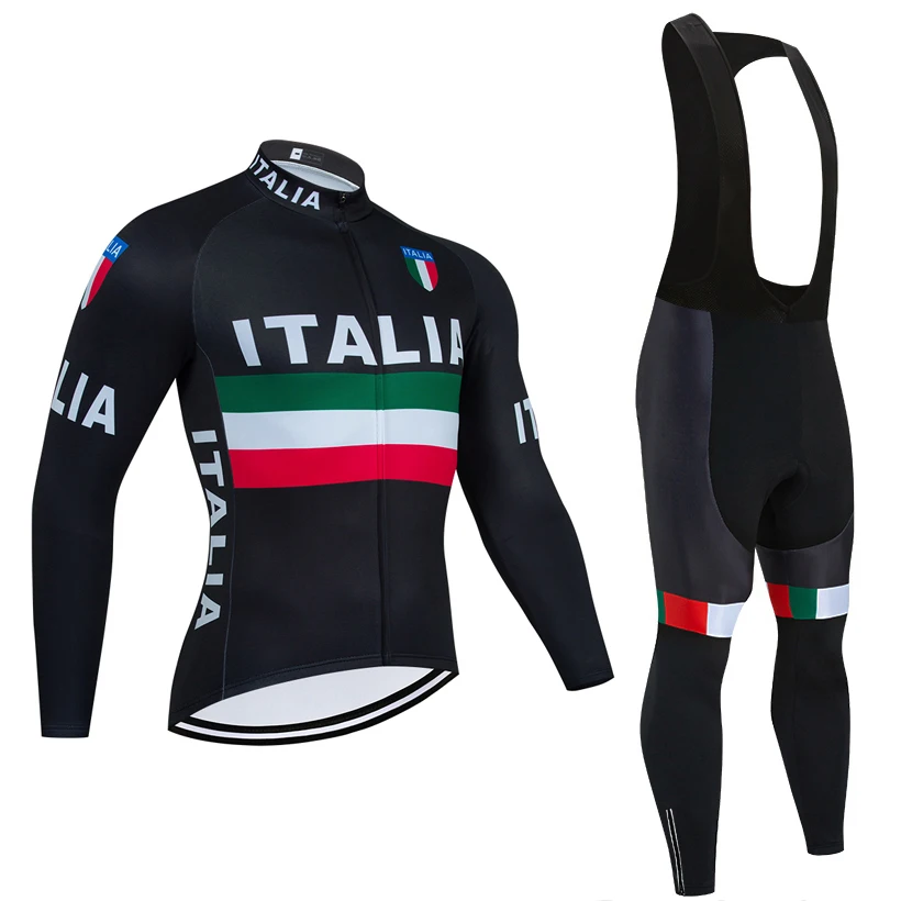 Winter ITALIA 2025 Long Cycling  Jersey Bike Jacket Maillot Pants Set UAE Team Ropa Ciclismo Thermal Fleece Bicycle Clothing 2
