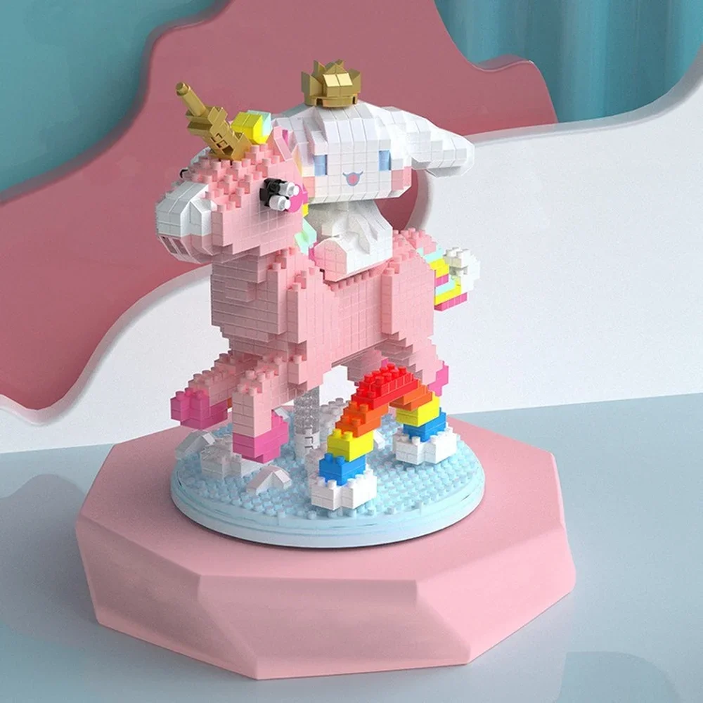 Cinnamoroll Building Blocks Unicorn Assemble Bricks Kawaii Anime Sanrio Block Model Doll DIY Toys Kids Toys for Boys