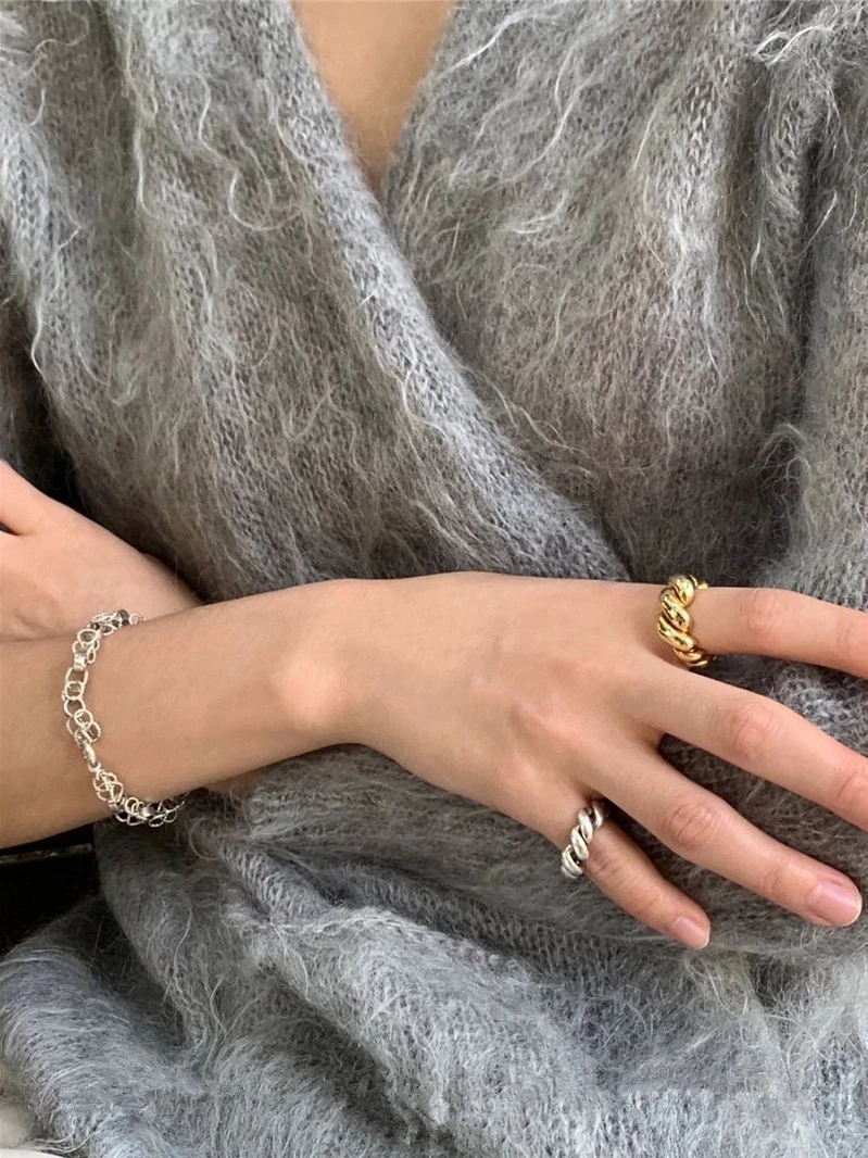 Opening Ring Irregular Geometric Oval Hollow Out For Women Girls Party Jewelry Gift