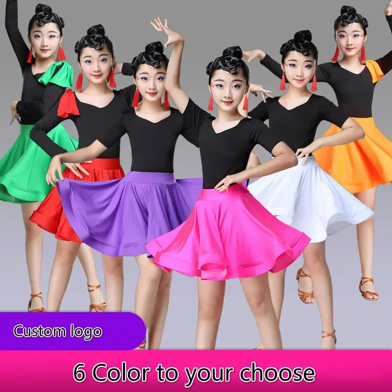 

Multicolor Latin Dance Costume for Children Professional Competition Practice Dress Modern Salsa Tango Dance Wear for Stage