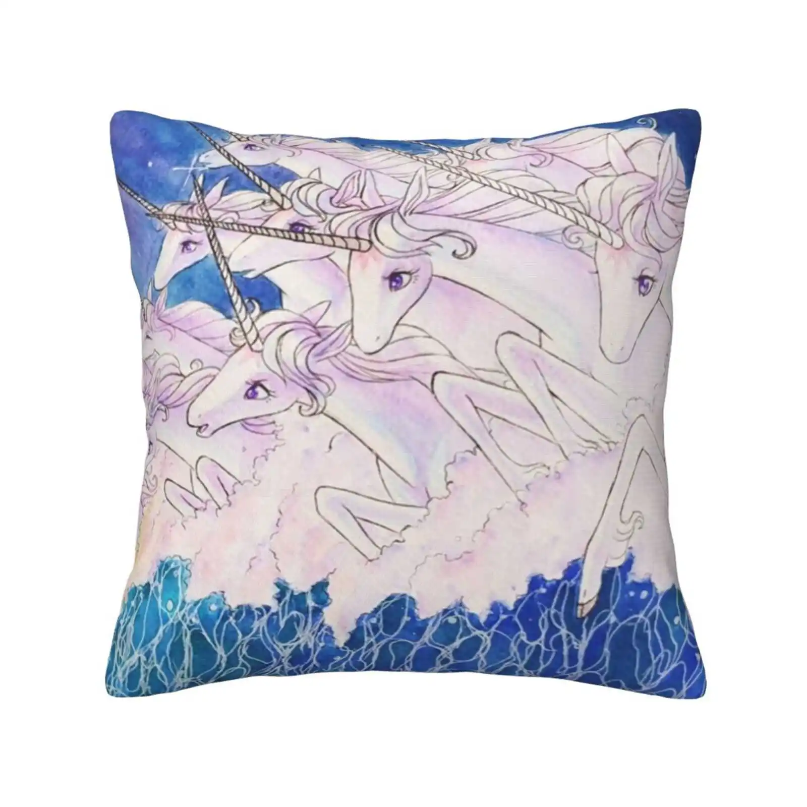 

Unicorns In The Sea Throw Cushion Pillow Cover The Last Unicorn Tlu Unicorns Ocean Peter S Beagle Petersbeagle Magic Retro