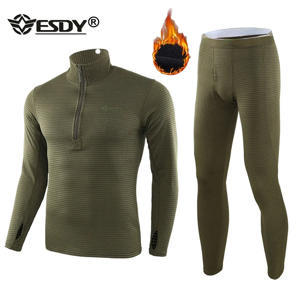 Winter Men Thermal Underwear Sets Compression Fleece Sweat Quick Drying Thermo Clothing