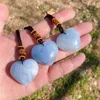 1PC Natural Crystal Blue Celestite Heart Shaped Pendant Polished Crystal Pendant Fashion Jewelry Necklace Gift 6