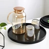 Round Wooden Tray Black Tea Cup Kettle Storage Tray Coffee Dessert Plate Cake Snack Plate Solid Wooden Dinner Plate 5