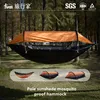 Outdoor Anti-Rollover Hammock, Sunshade and Mosquito Proof, Single and Double Camping Hammock with Mosquito Net 1