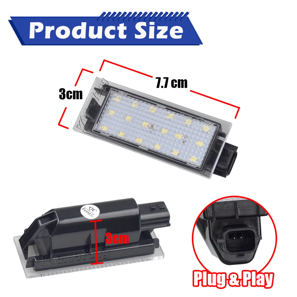 2x License Plate LED Light For Renault Twingo II Clio II Laguna Megane Vel Satis | UK
