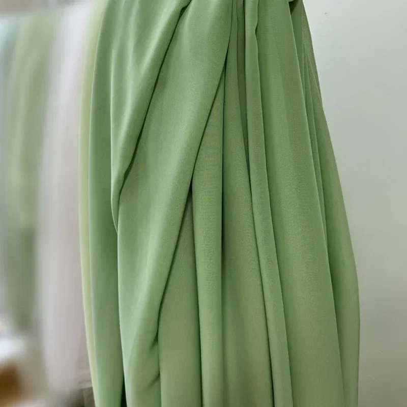 Elegant Avocado Green Semi-Transparent Chiffon Veil & Decorative Curtain Fabric