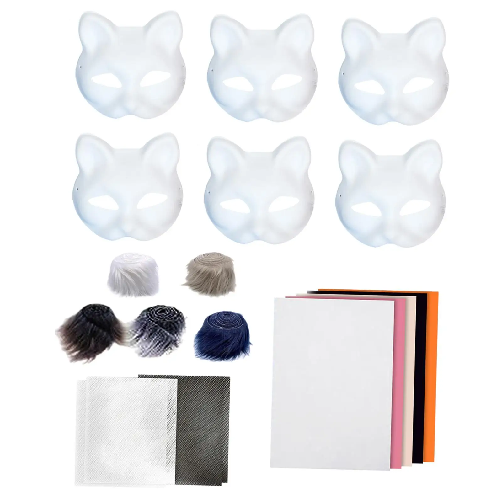 Cat Mask Kit 6x DIY Blank Face Mask Costume Cosplay Accessory Blank Cat for Dance Party Holiday Masquerade Adults and Kids face mask party masks masquerade mask 3d face masks