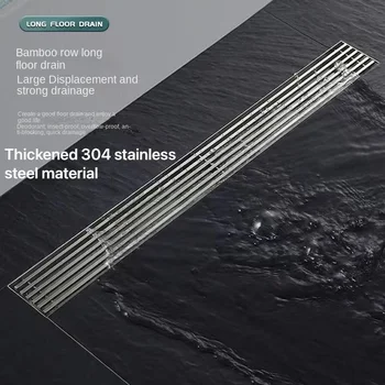 ยาว 20-80 ซม.ท่อระบายน้ําไม้ไผ่หนา 304 สแตนเลสห้องน้ําท่อระบายน้ําชั้นขนาดใหญ่ Displacement แมลงและกลิ่น 1