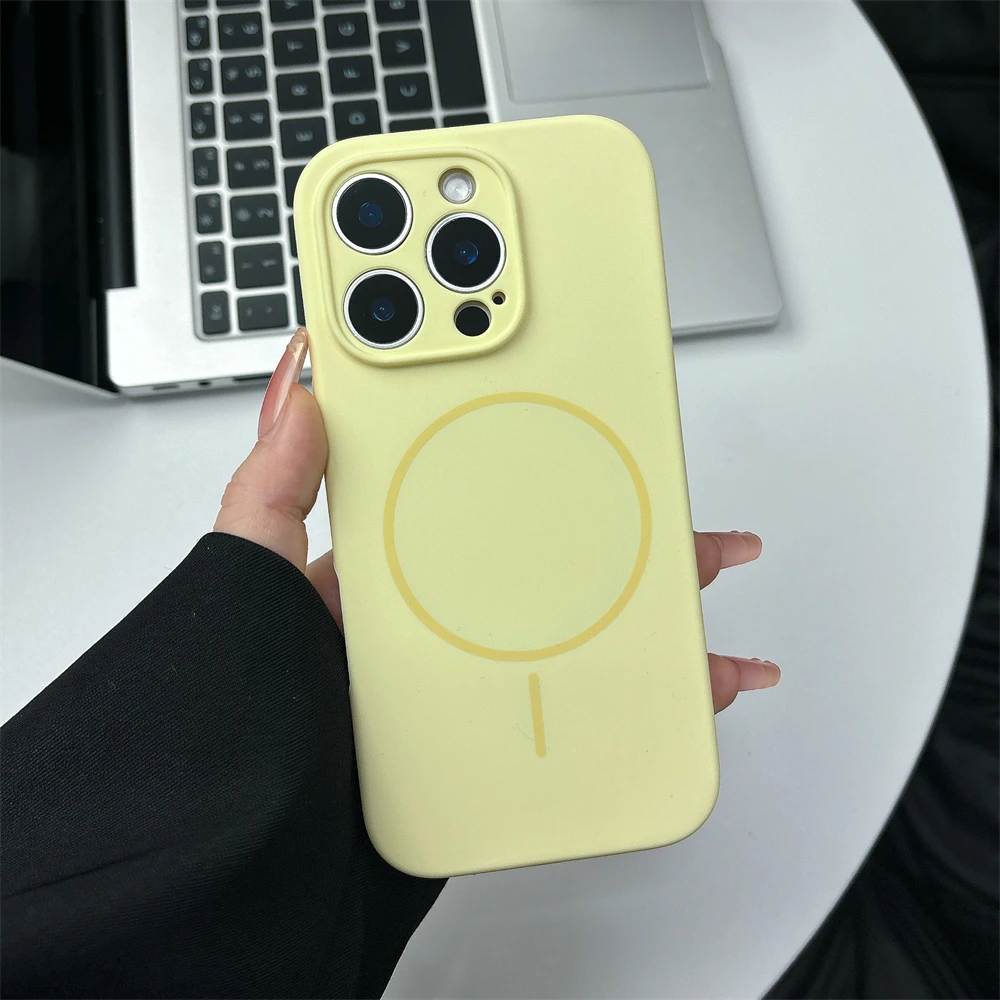 Magnetic Liquid Silicone Phone Case with Wireless Charging and Camera Protection