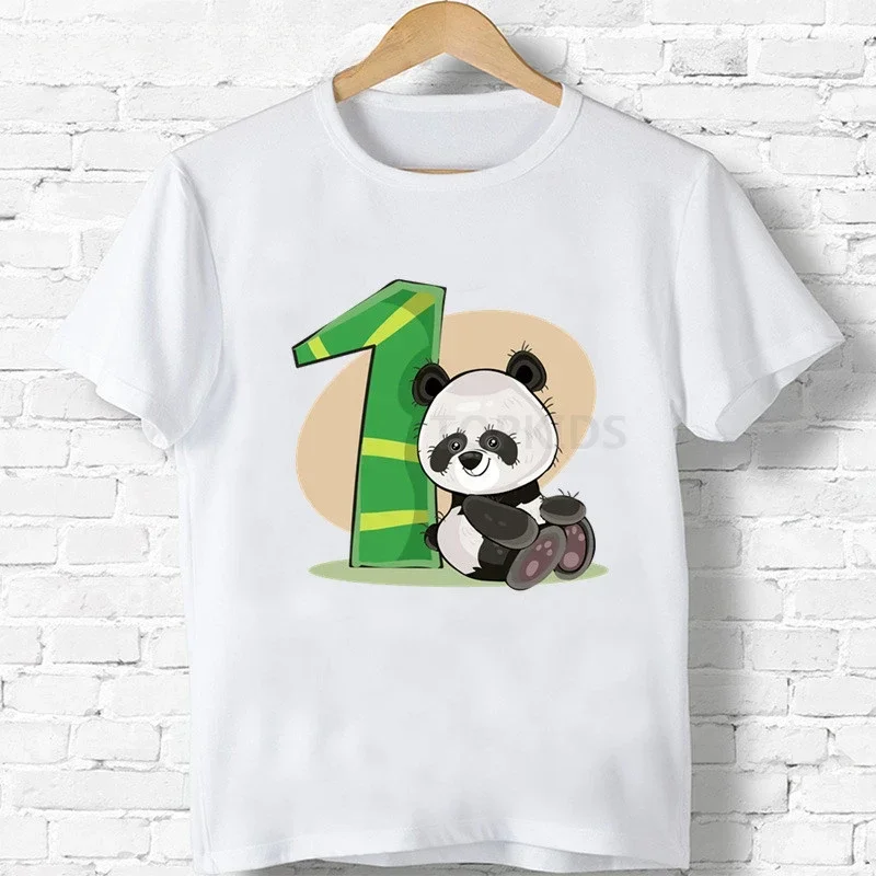 thumbnail image 1 of 2024 Feliz Cumpleaños Panda Número 1-9 Impresión Niños Camiseta Niño Niño Niña Ropa Verano Algodón Camiseta Linda Dibujos Animados Camiseta Bebé, 1 of 5
