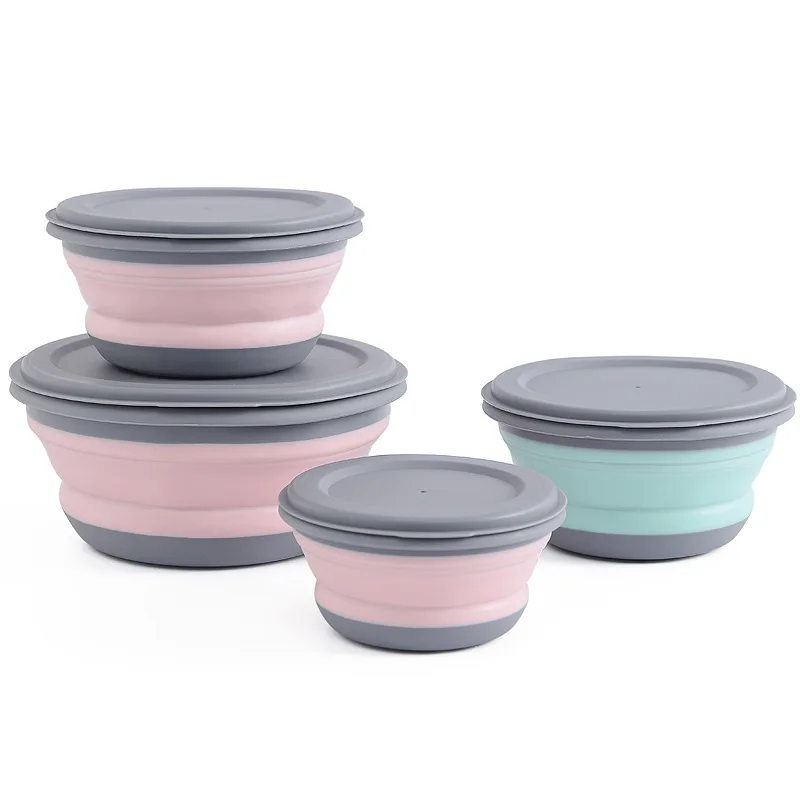 

3pcs/set Portable Folding Bowl Collapsible Silicone Bento Lunch Box Picnic Camping Salad Bowl Kitchen Tableware Food Container