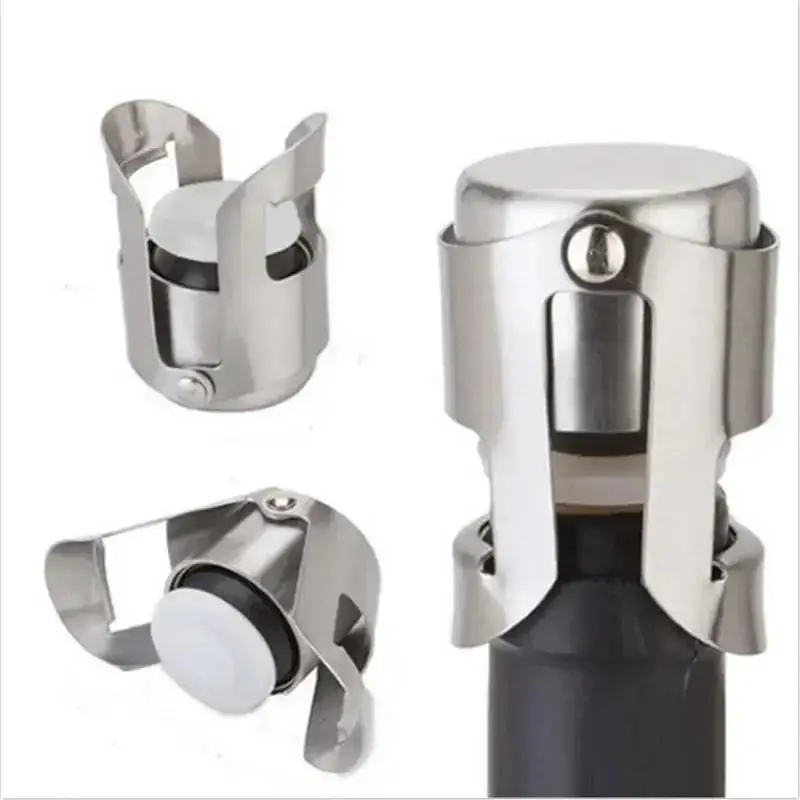 Stainless Steel Sealed Fresh-keeping Red Wine Stopper Metal Champagne Stopper Creative Bar Vacuum Sealed Wine Bottle Protector
