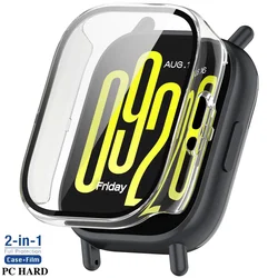 Enhanced Tempered Glass and PC Protective Watch Case with Soft TPU Screen Protector for Redmi Watch 5 Active (Clear PC)