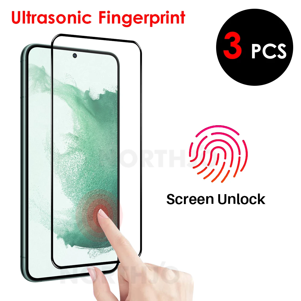 

3Pcs For Samsung Galaxy S24 S24+ S23 S23+ S22 S22+ S21 S21+ Plus 4G 5G Fingerprint Unlock Tempered Glass Film Screen Protector