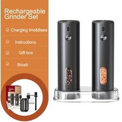 Rechargeable Portable Electric Spice Grinder with Adjustable Settings (2PCS With Base)