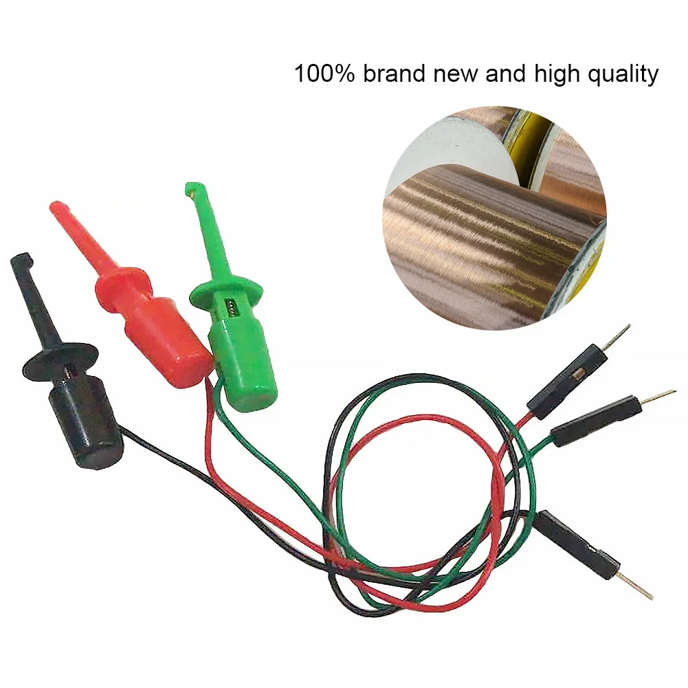 3pcs Electrical Hook Type test Clip Instrumentation Transistor Tester Hook Type test Clip Probes Kit with Male Head DuPont Line