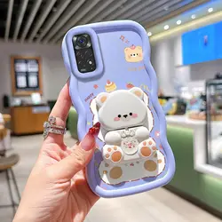 Naughty Cat Wavy Silicone Phone Case Cover - Redmi Note 11E Pro (PURPLE)