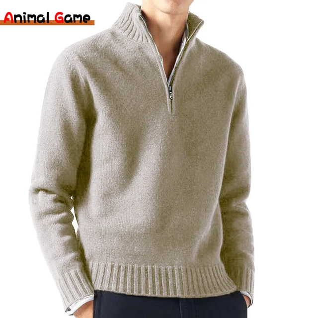 Autum Men Turtlenecks Sweaters Knitwear Pullovers Solid Color Long Sleeved Sweater Male Casual Daily Warm Coats 1