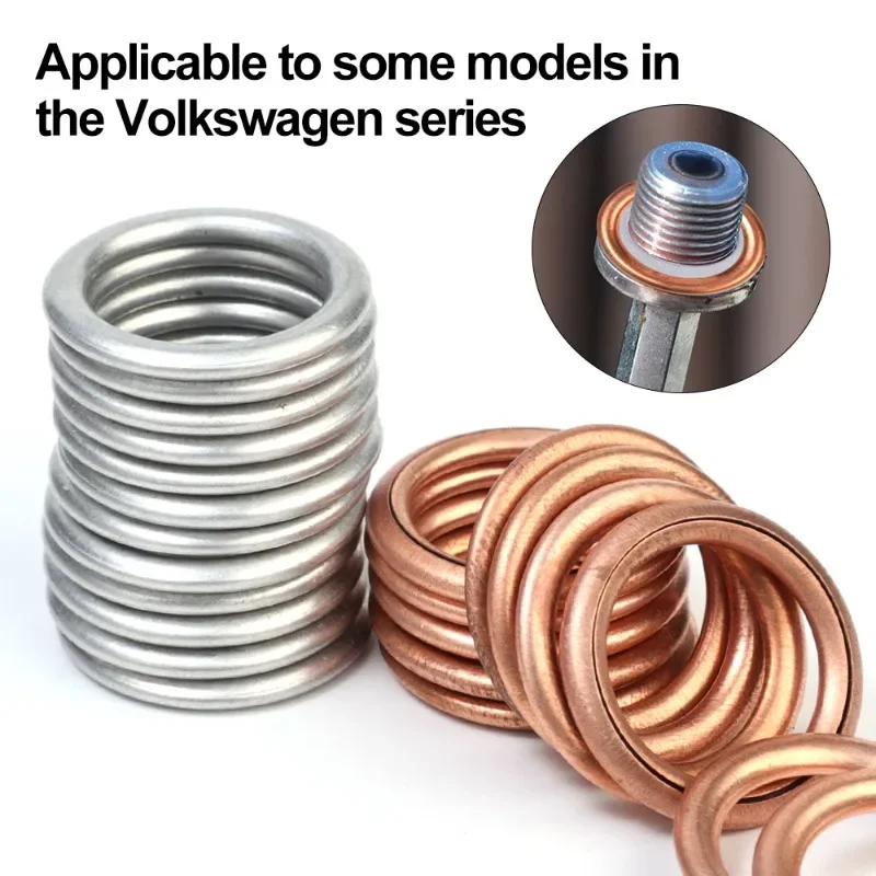 Car Oil Pan Drain Gasket Drainage Bolt Pad Aluminum/Copper Oil Drain Plug Gasket Replaceable Accessories for Volkswagen Audi