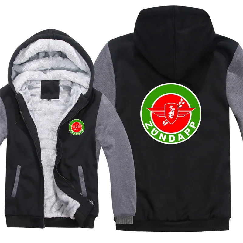 Winter Zundapp Motorcycle Hoodies Zipper Thick Unisex Zundapp Sweatshirt Man Warm Coat Fleece Streetwear Jacket 3