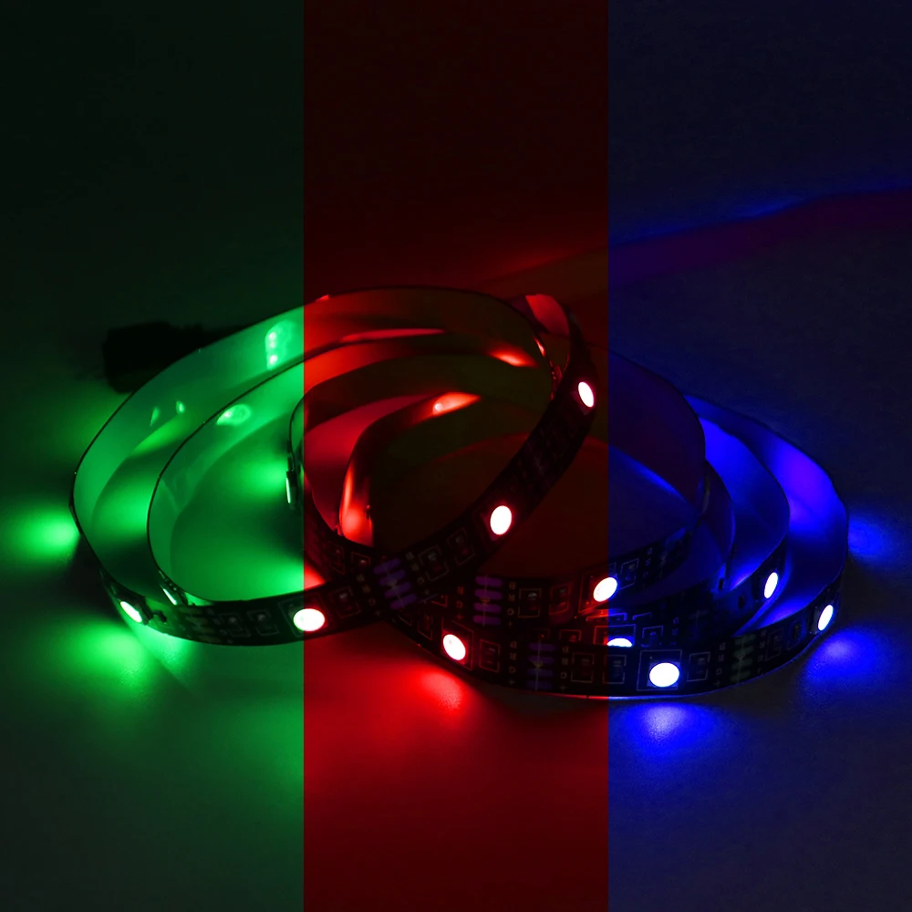 DC 5V RGB LED 스트립 라이트 3AA 배터리 전원 5050 3 17 24 키 리모컨 플렉시블 테이프 30 LED 0.5m 1m 2m 3m 4m 5m