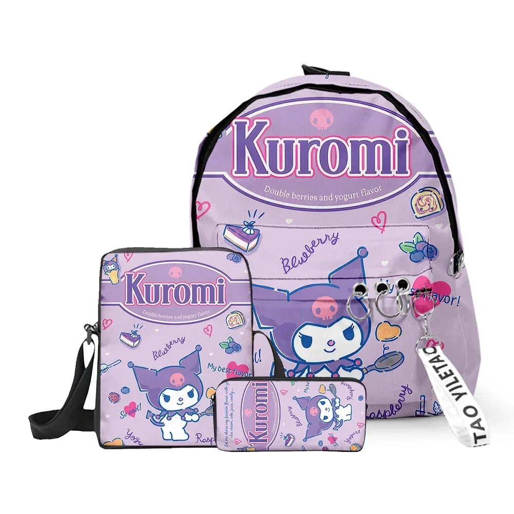 2024 New 3PC-SET 3D Product  Printing Peripheral Kuromi Kuromi Schoolbag Student Two-dimensional Backpack Shoulder Pencil Case