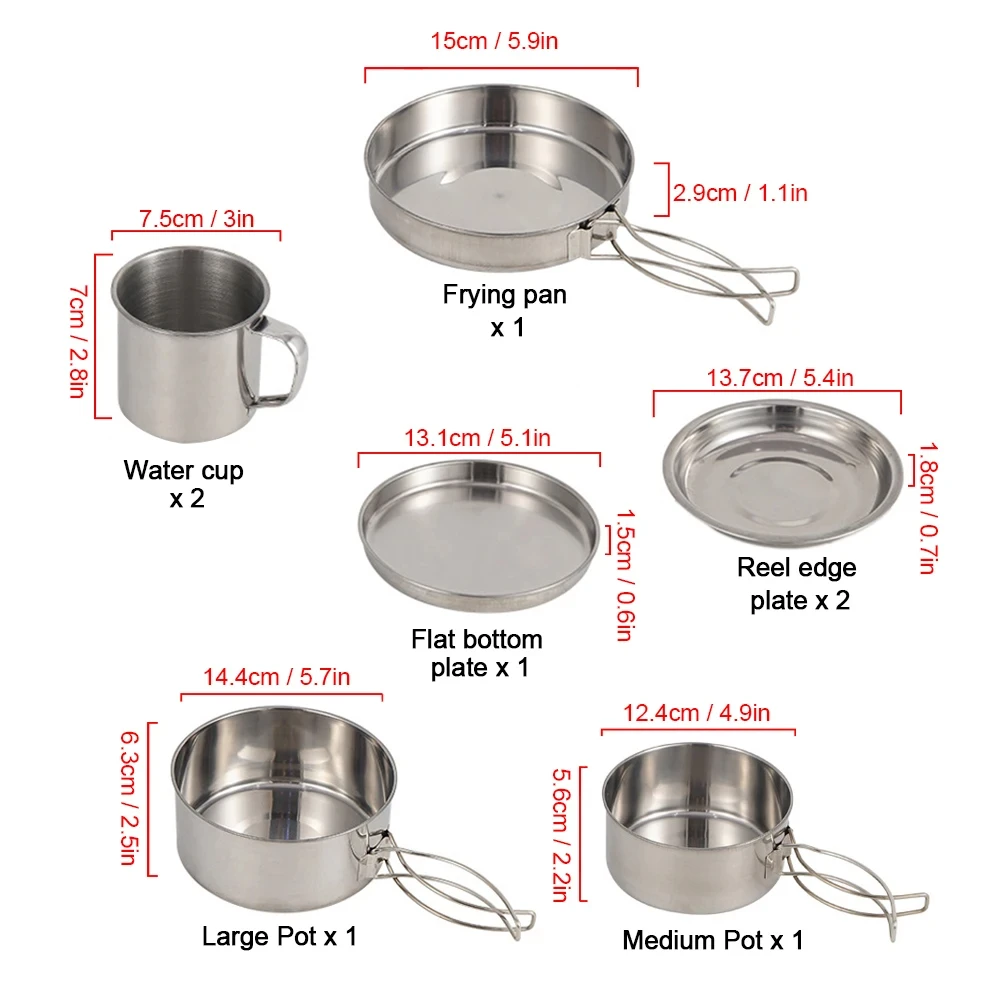 Stainless Steel Camping Cookware Set 4